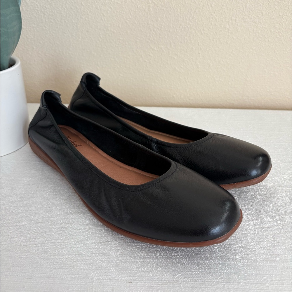 New Josef Seibel Black Leather Flexible Ballet Flats Women’s EU41 US9.5 - Picture 3 of 13